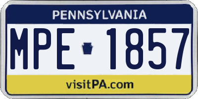 PA license plate MPE1857