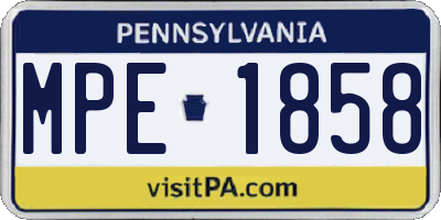PA license plate MPE1858