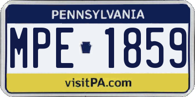 PA license plate MPE1859