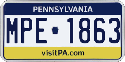 PA license plate MPE1863