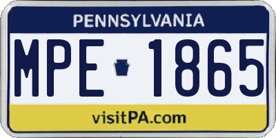 PA license plate MPE1865
