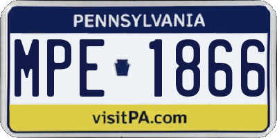 PA license plate MPE1866