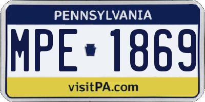 PA license plate MPE1869