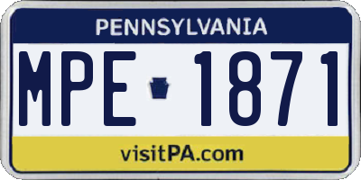 PA license plate MPE1871