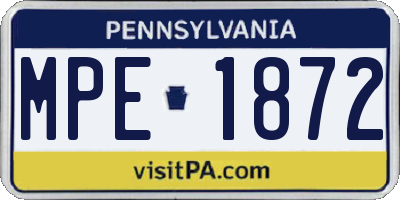 PA license plate MPE1872