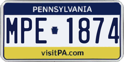 PA license plate MPE1874