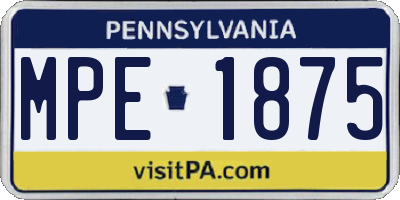 PA license plate MPE1875
