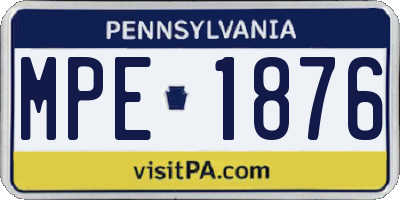 PA license plate MPE1876