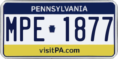 PA license plate MPE1877