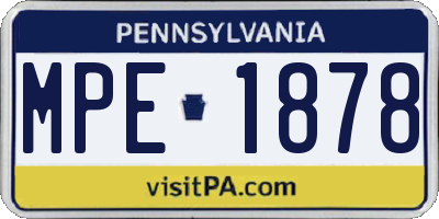 PA license plate MPE1878