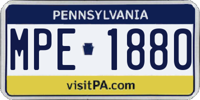 PA license plate MPE1880