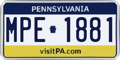 PA license plate MPE1881