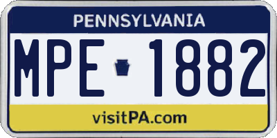 PA license plate MPE1882