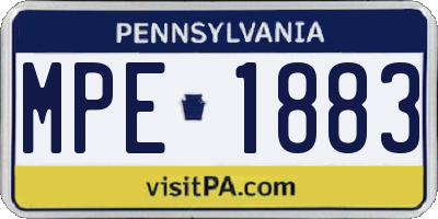 PA license plate MPE1883
