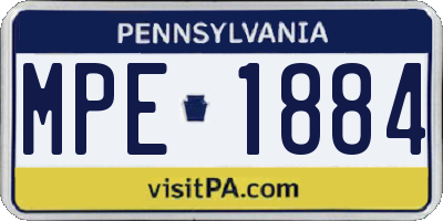 PA license plate MPE1884