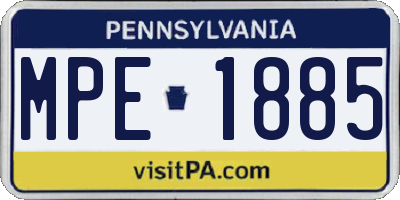 PA license plate MPE1885