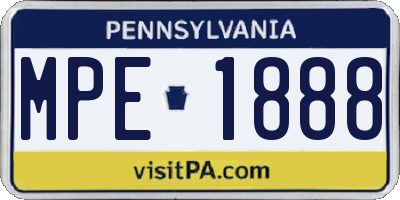 PA license plate MPE1888
