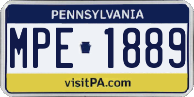 PA license plate MPE1889