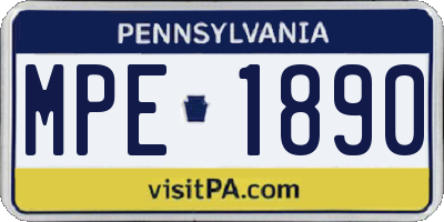 PA license plate MPE1890