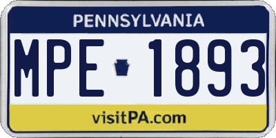 PA license plate MPE1893
