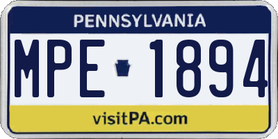PA license plate MPE1894