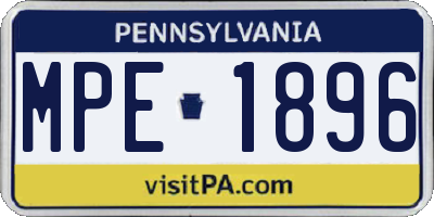 PA license plate MPE1896