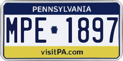 PA license plate MPE1897