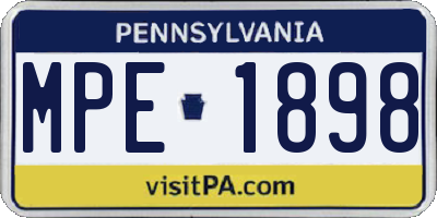 PA license plate MPE1898