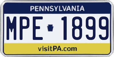 PA license plate MPE1899