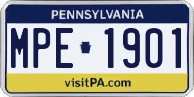 PA license plate MPE1901