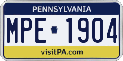 PA license plate MPE1904