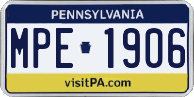 PA license plate MPE1906
