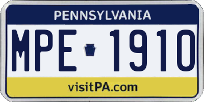 PA license plate MPE1910