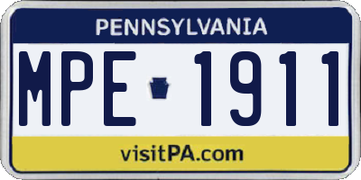 PA license plate MPE1911