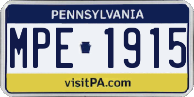 PA license plate MPE1915