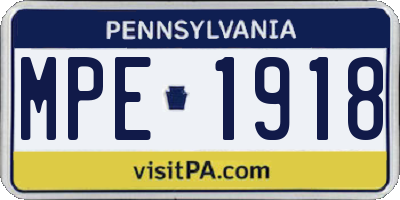PA license plate MPE1918