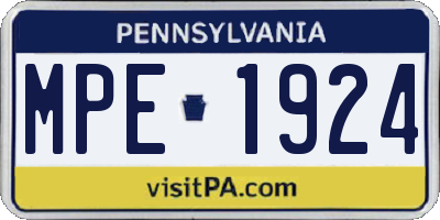 PA license plate MPE1924