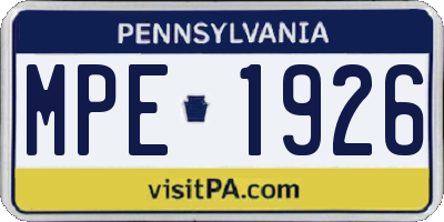 PA license plate MPE1926