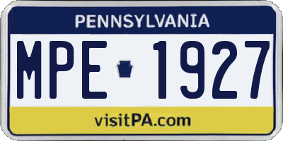 PA license plate MPE1927