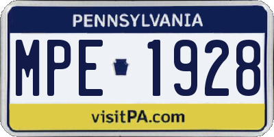PA license plate MPE1928