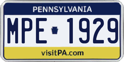 PA license plate MPE1929
