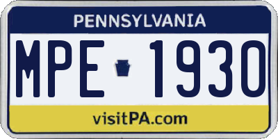 PA license plate MPE1930