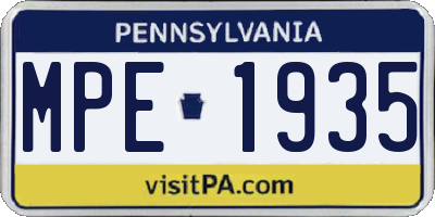 PA license plate MPE1935