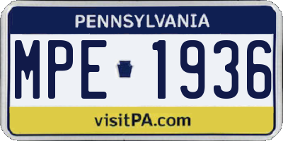 PA license plate MPE1936