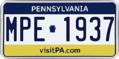 PA license plate MPE1937