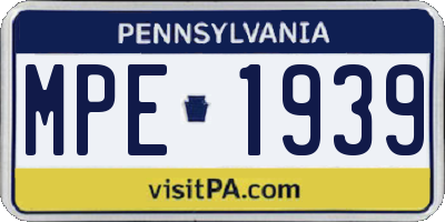 PA license plate MPE1939