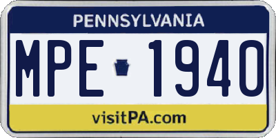 PA license plate MPE1940