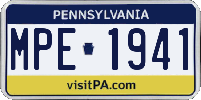 PA license plate MPE1941