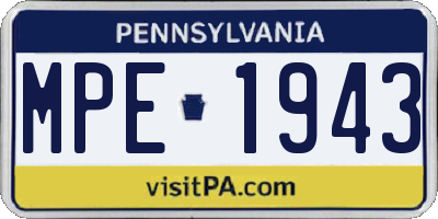 PA license plate MPE1943