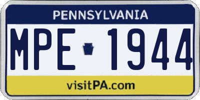 PA license plate MPE1944